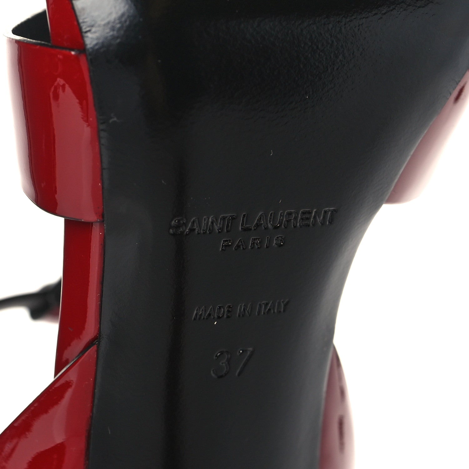 Saint Laurent Patent Calfskin Tribute 105 Sandals 37 Hot Red 6 of 8