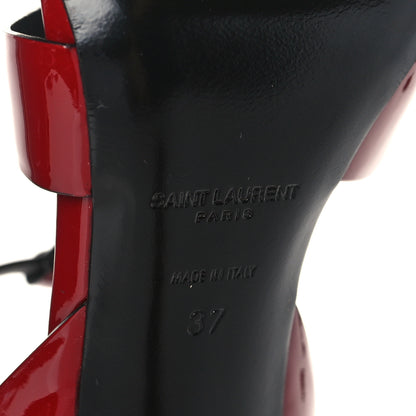 Saint Laurent Patent Calfskin Tribute 105 Sandals 37 Hot Red 6 of 8