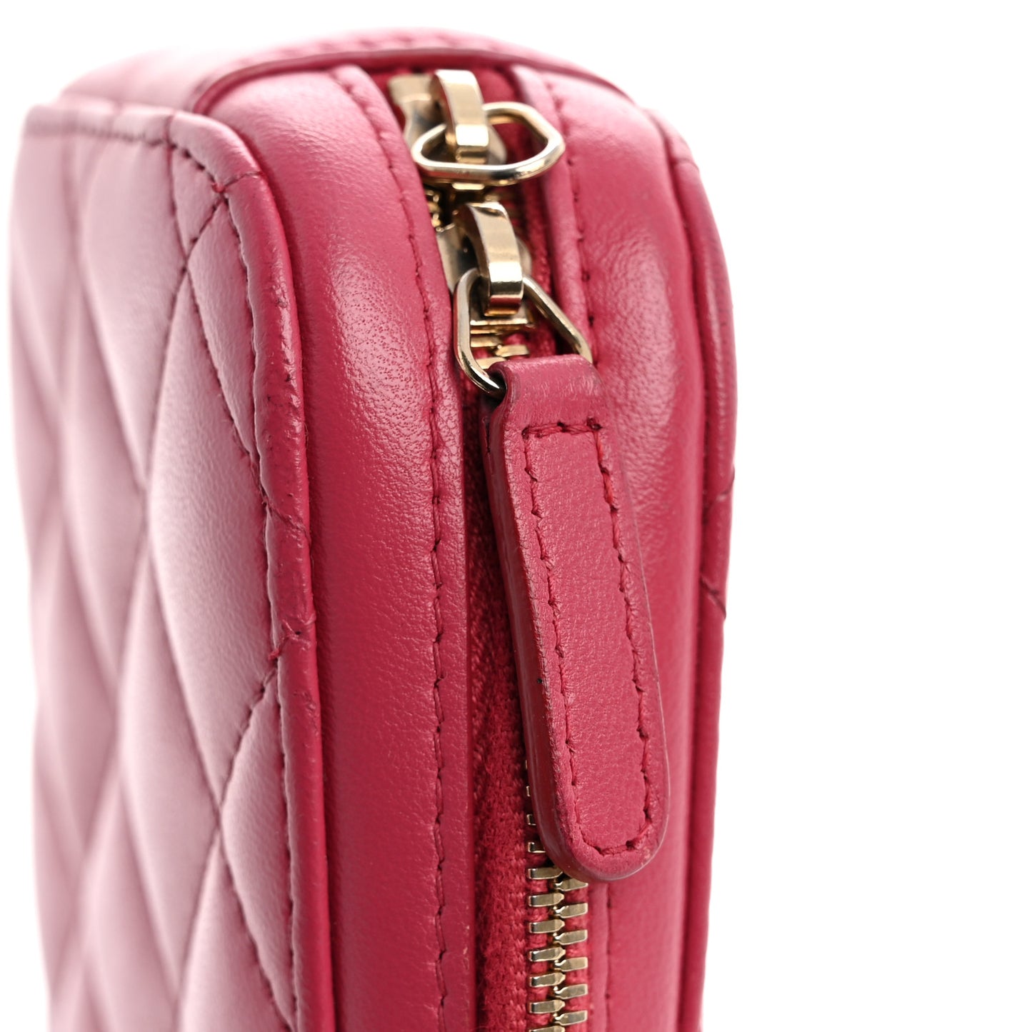 Lambskin Quilted Phone Holder Wallet On Chain WOC Pink