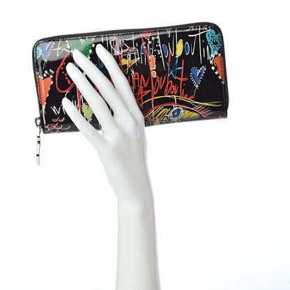 Christian Louboutin Patent Loubitag Graffiti Panettone Zip Wallet Black 2 of 10