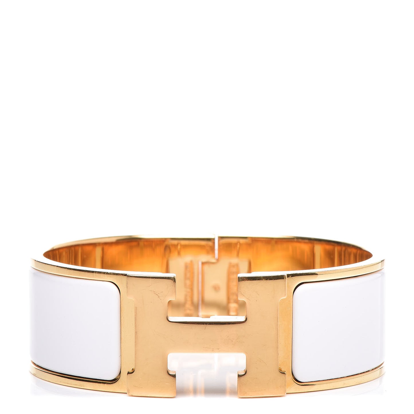 Enamel Wide Clic Clac H Bracelet PM White