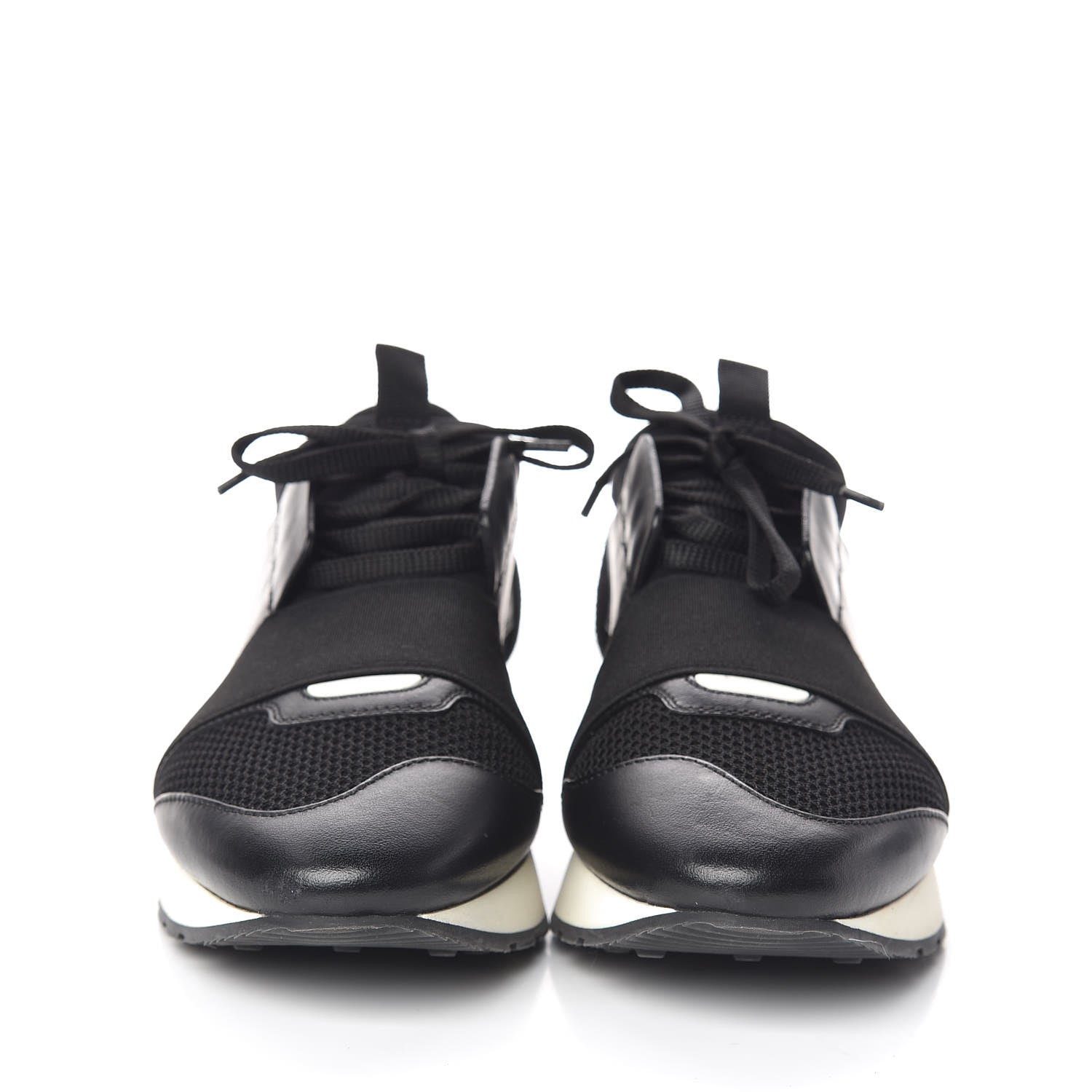 Balenciaga Mesh Calfskin Neoprene Suede Womens Race Runner Sneakers 38 Black 2 of 12