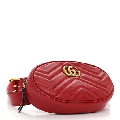 Gucci Calfskin Matelasse GG Marmont Belt Bag 85 34 Hibiscus Red 4 of 10