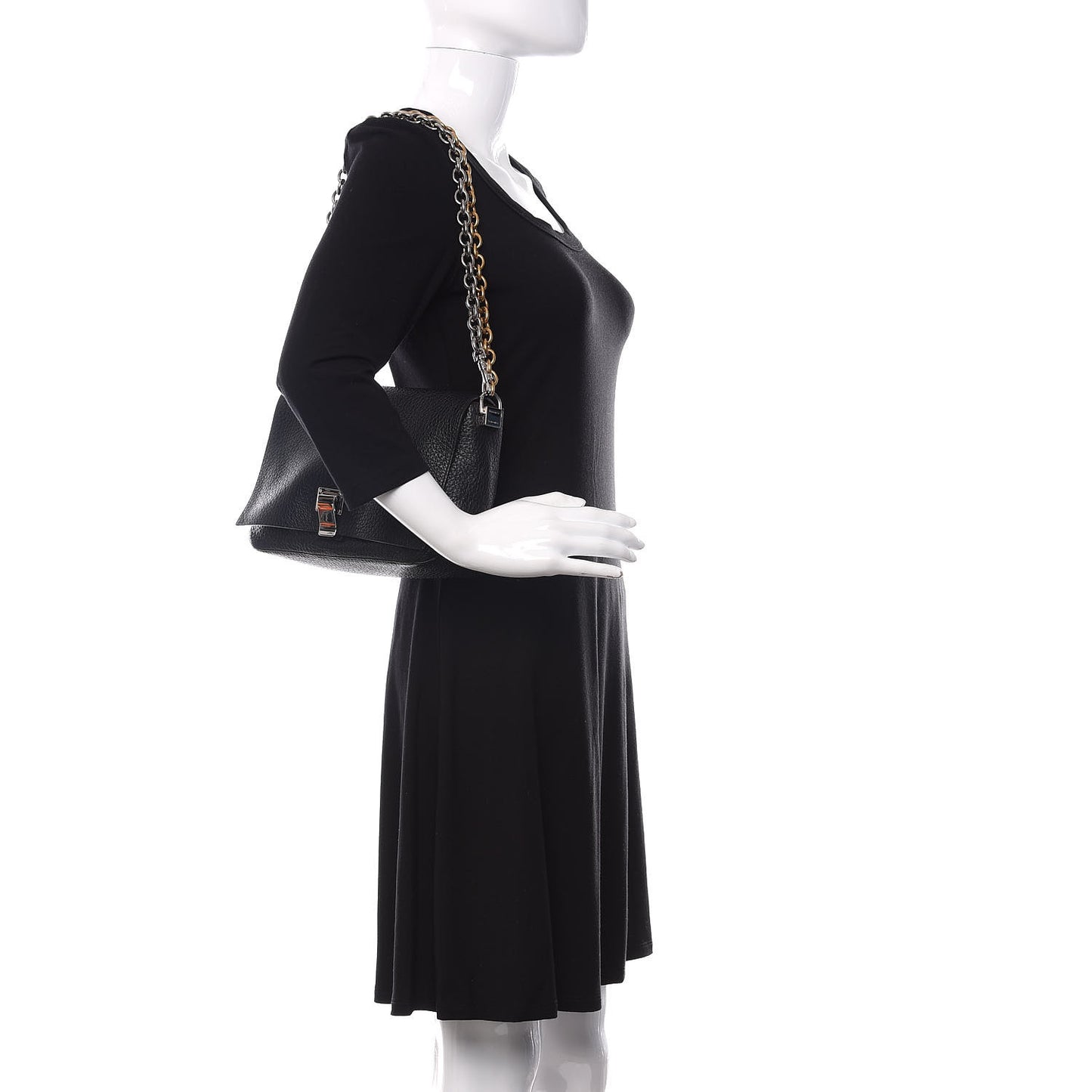 Pebbled Calfskin Small Courier Black