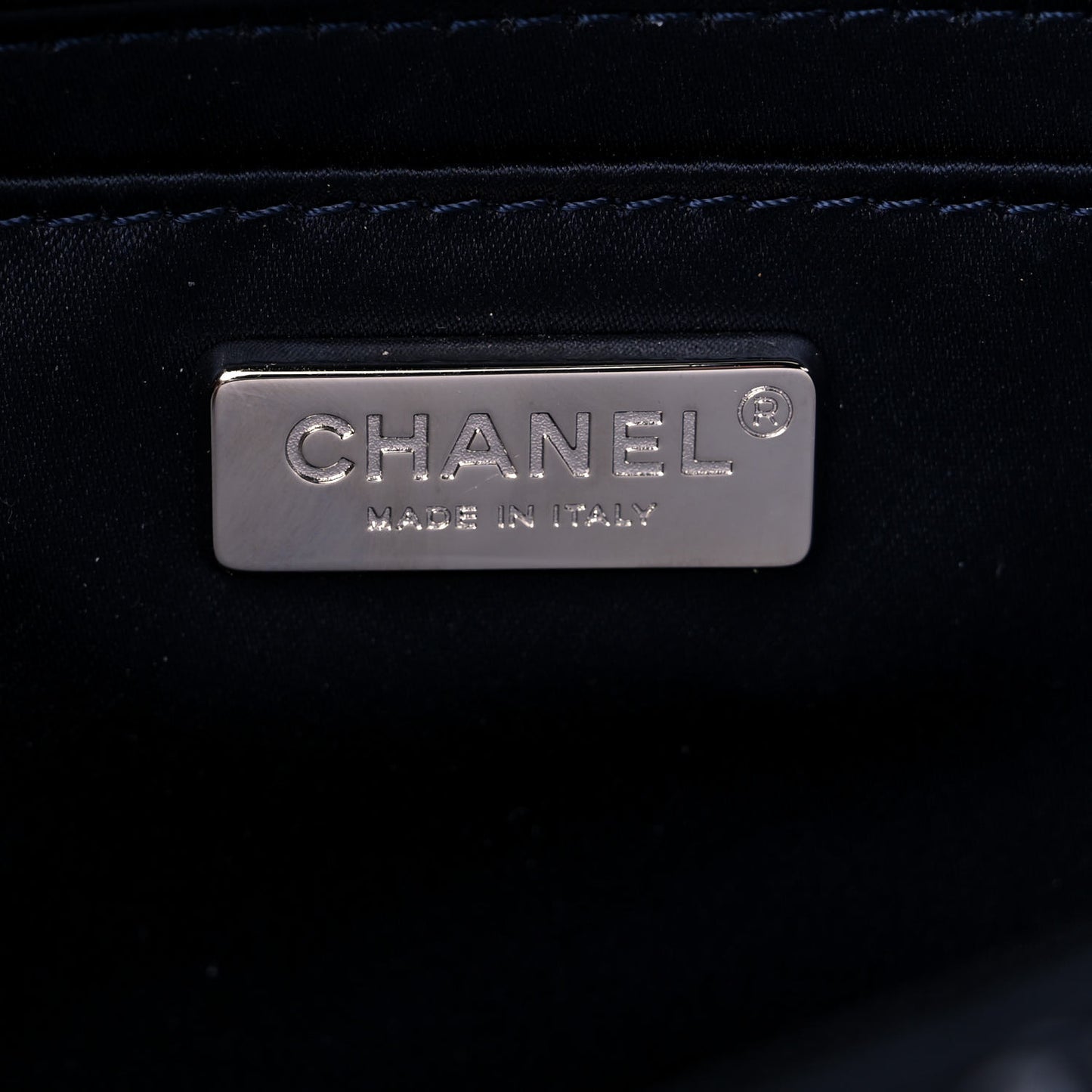 Lambskin Sequins Medium Single Flap Navy Blue White