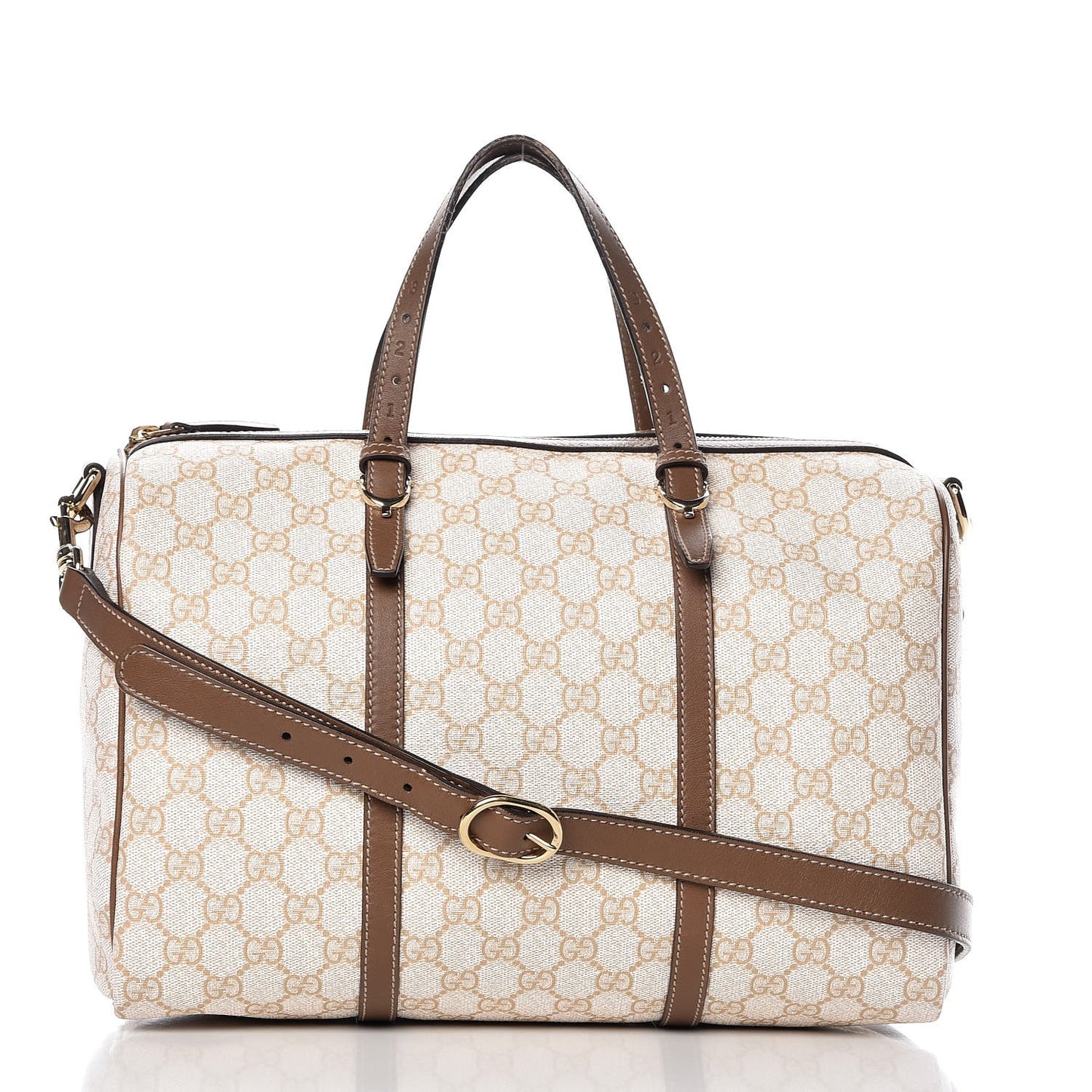 GG Supreme Monogram Calfskin Medium Nice Boston New Mystic White Beige Brown