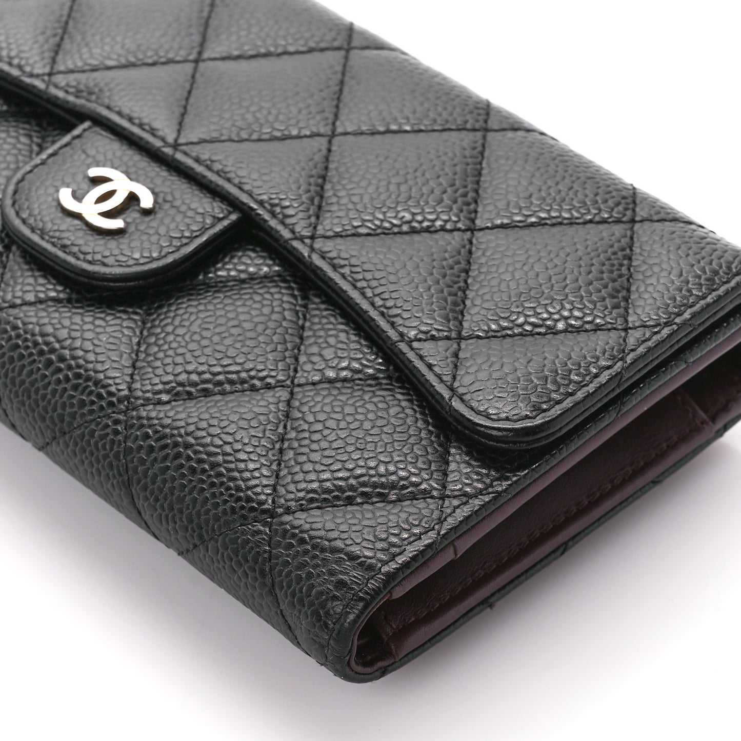 Caviar Quilted Large Flap Wallet Black