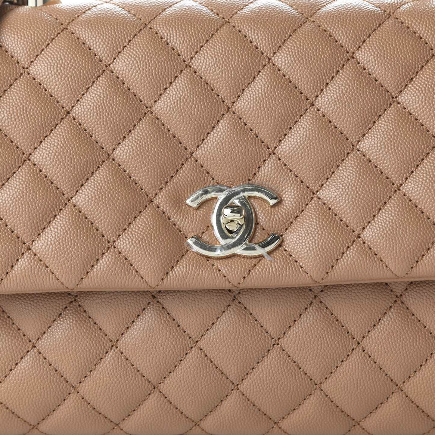 Caviar Quilted Small Coco Handle Flap Brown