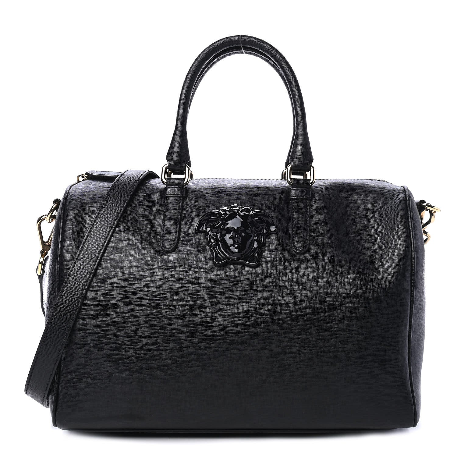 Versace Saffiano Calfskin Palazzo Duffle Bag Black 1 of 4