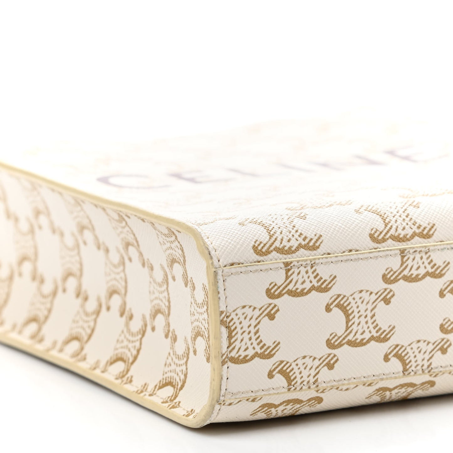 Triomphe Canvas Calfskin Mini Vertical Cabas White