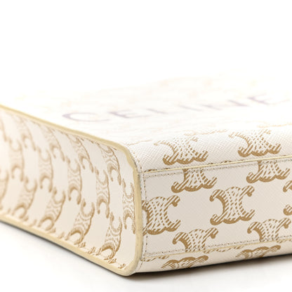 Celine Triomphe Canvas Calfskin Mini Vertical Cabas White 7 of 8