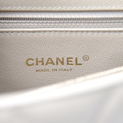 Chanel Caviar Lizard Chevron Quilted Small Coco Handle Flap Ivory 7 of 11