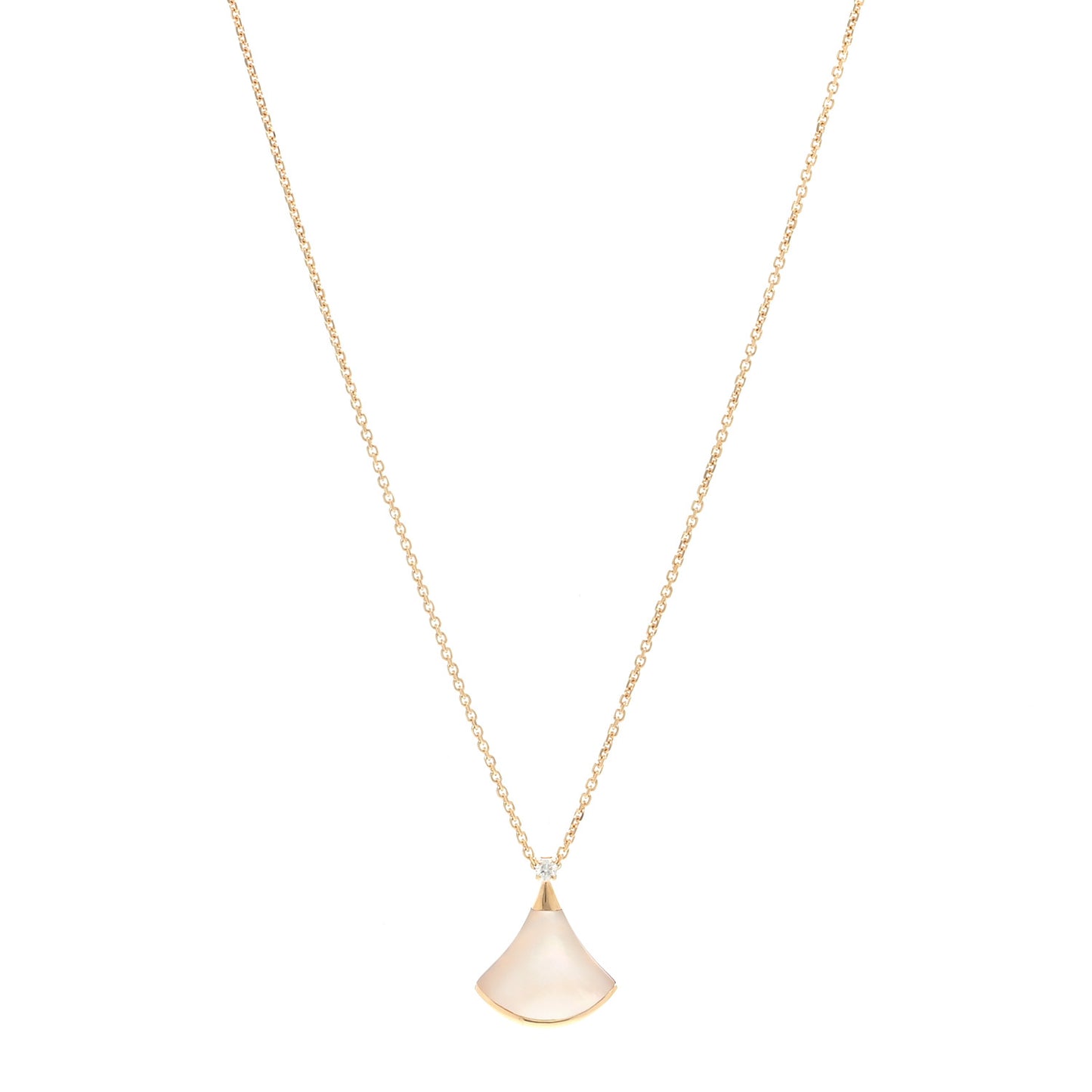 18K Yellow Gold Diamond Mother of Pearl Small Divas' Dream Pendant Necklace