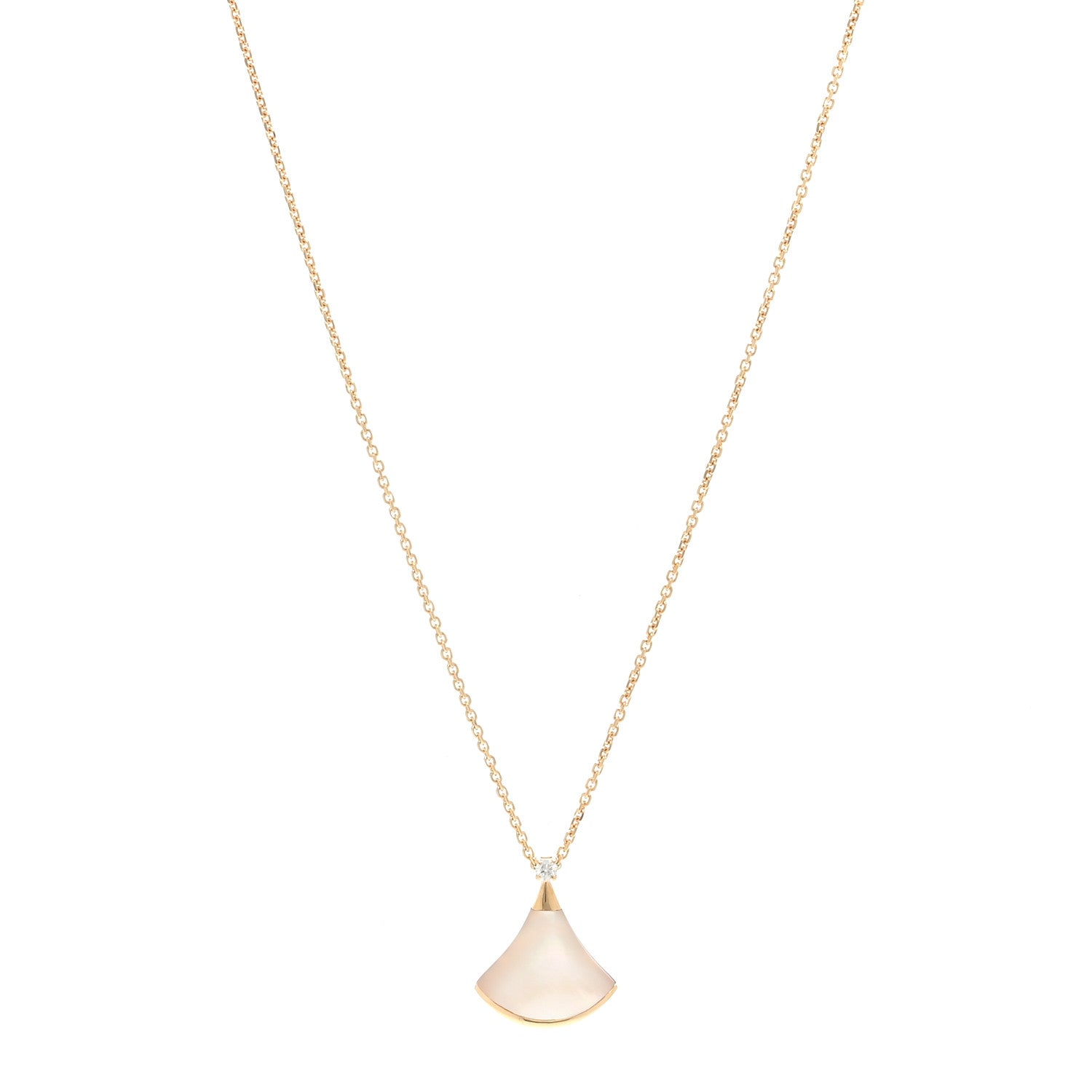 Bulgari 18K Yellow Gold Diamond Mother of Pearl Small Divas' Dream Pendant Necklace 1 of 4