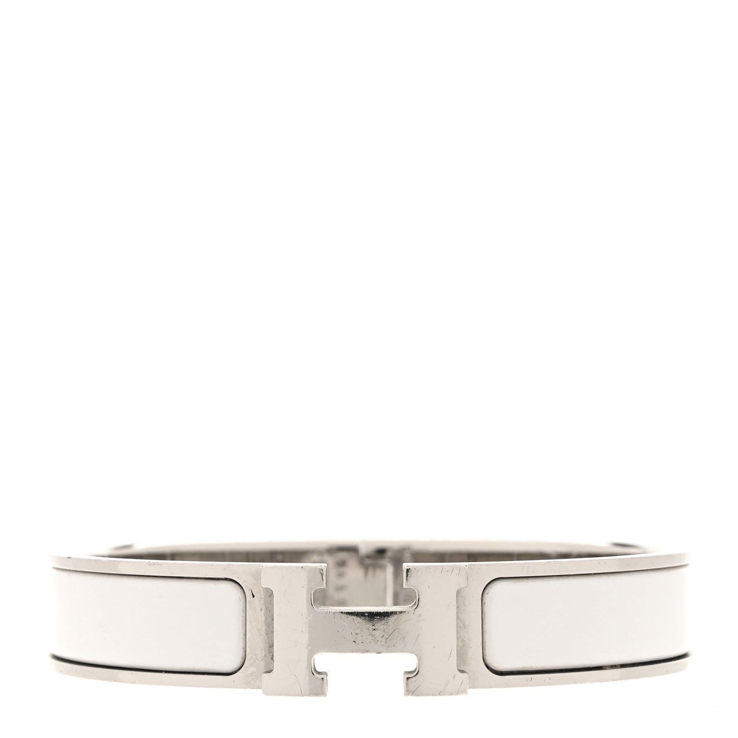 Hermes Enamel Narrow Clic Clac H Bracelet PM White 1 of 5