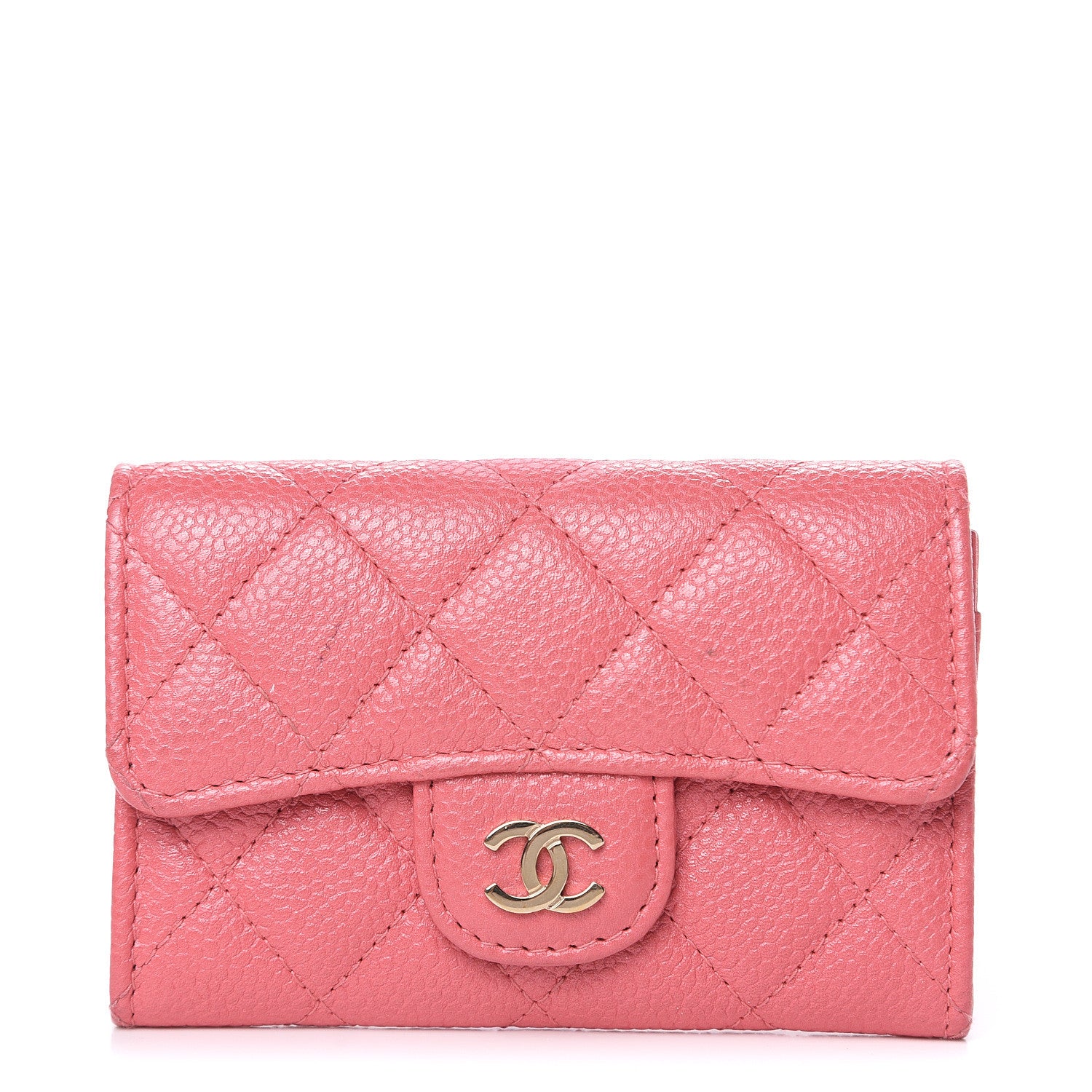 Chanel Metallic Caviar Quilted Flap Card Holder Pink 1 of 11