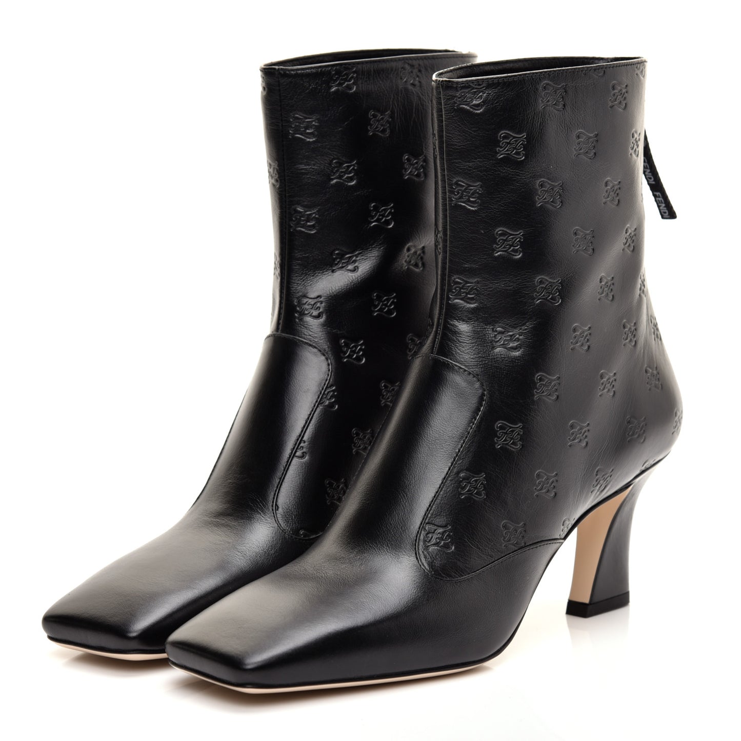 Vitello Karligraphy Embossed FFreedom Ankle Boots 39 Black