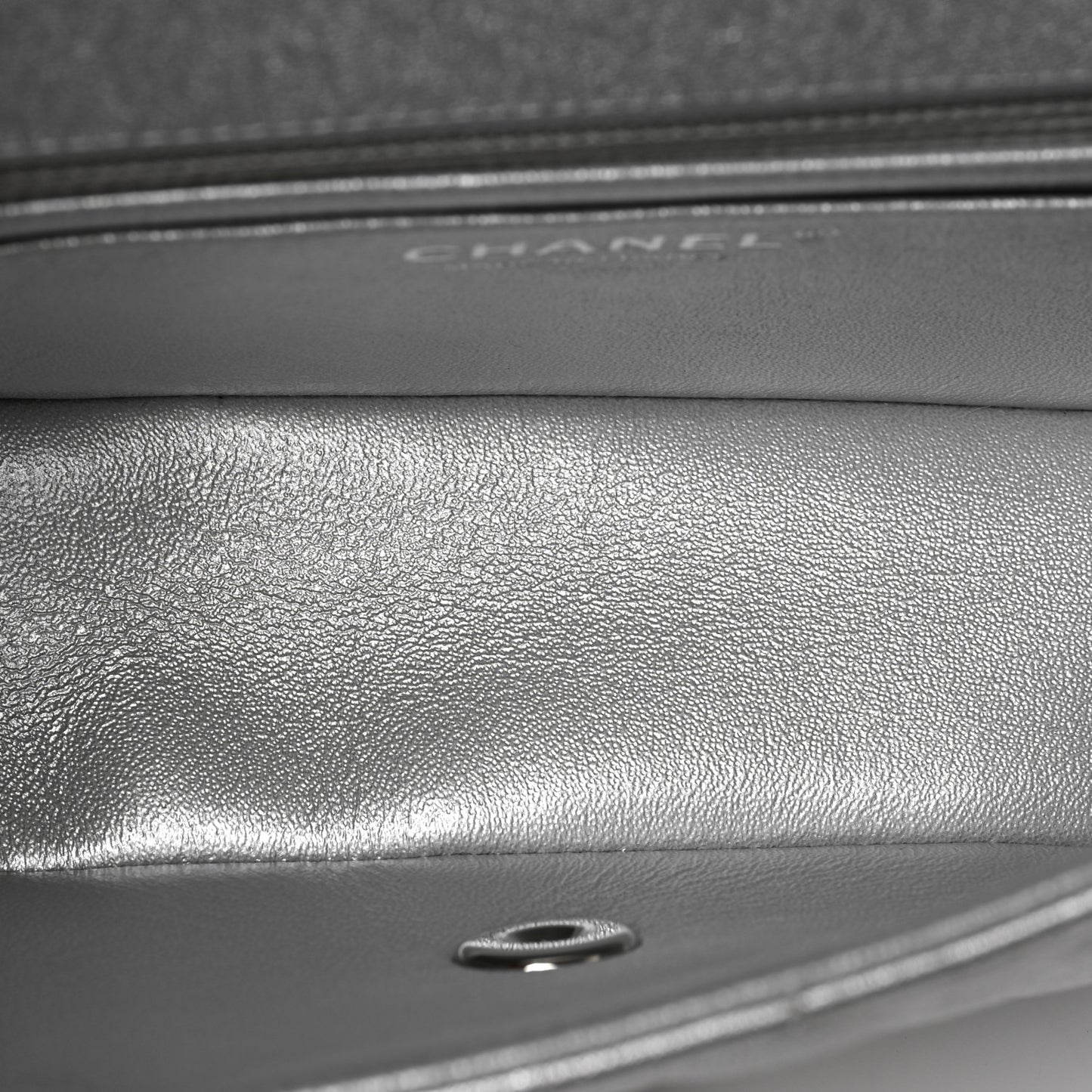 Metallic Lambskin Quilted Mini Rectangular Flap Silver