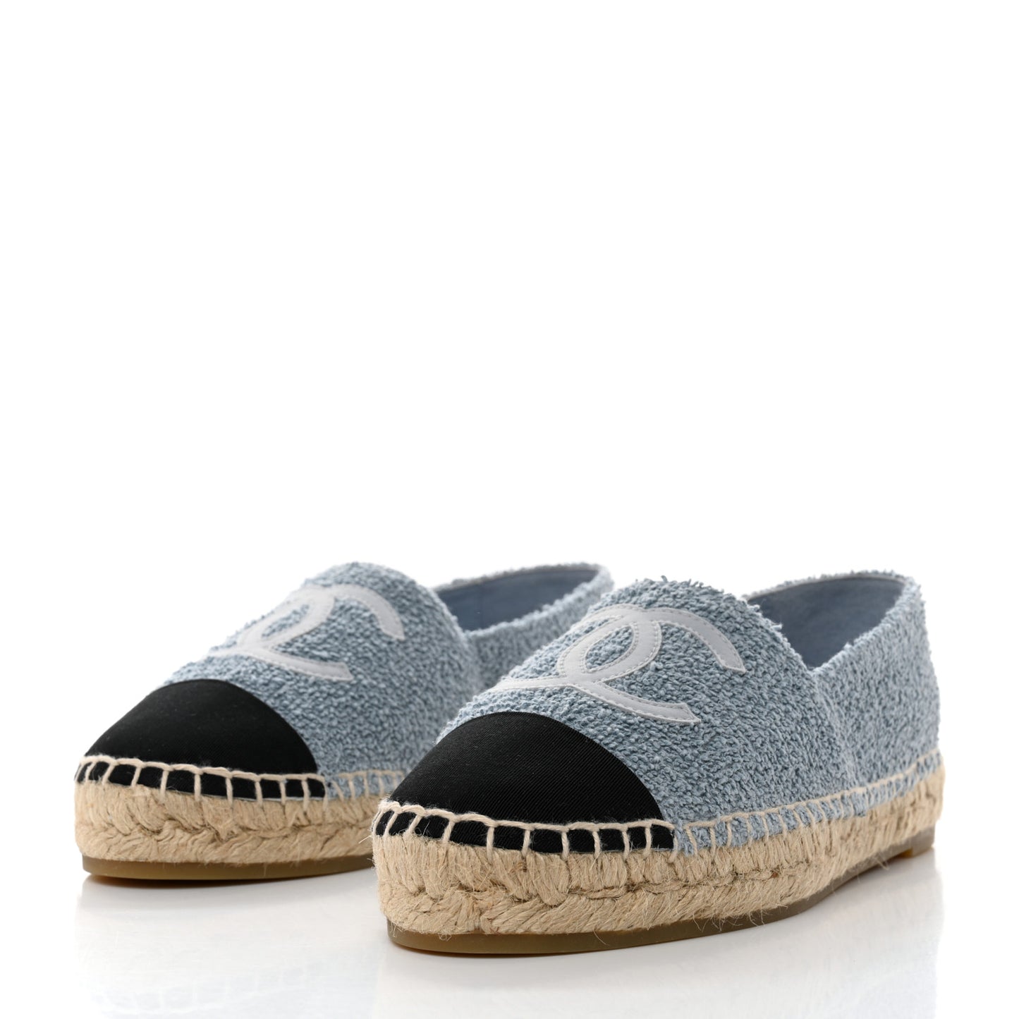 Fabric Grosgrain CC Espadrilles 37 Blue Light Gray Black