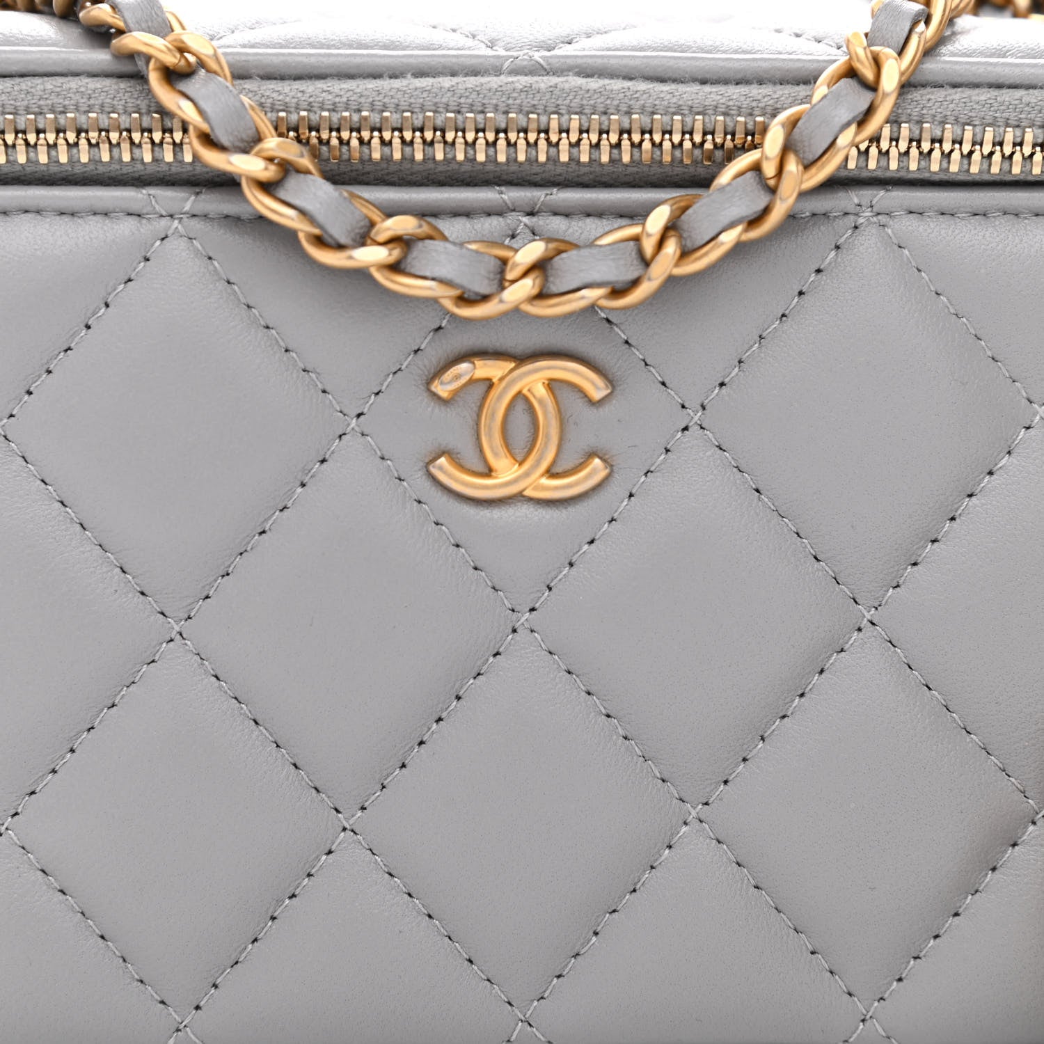 Chanel Lambskin Quilted Small Pearl Crush Vanity Case With Chain Grey 8 of 11