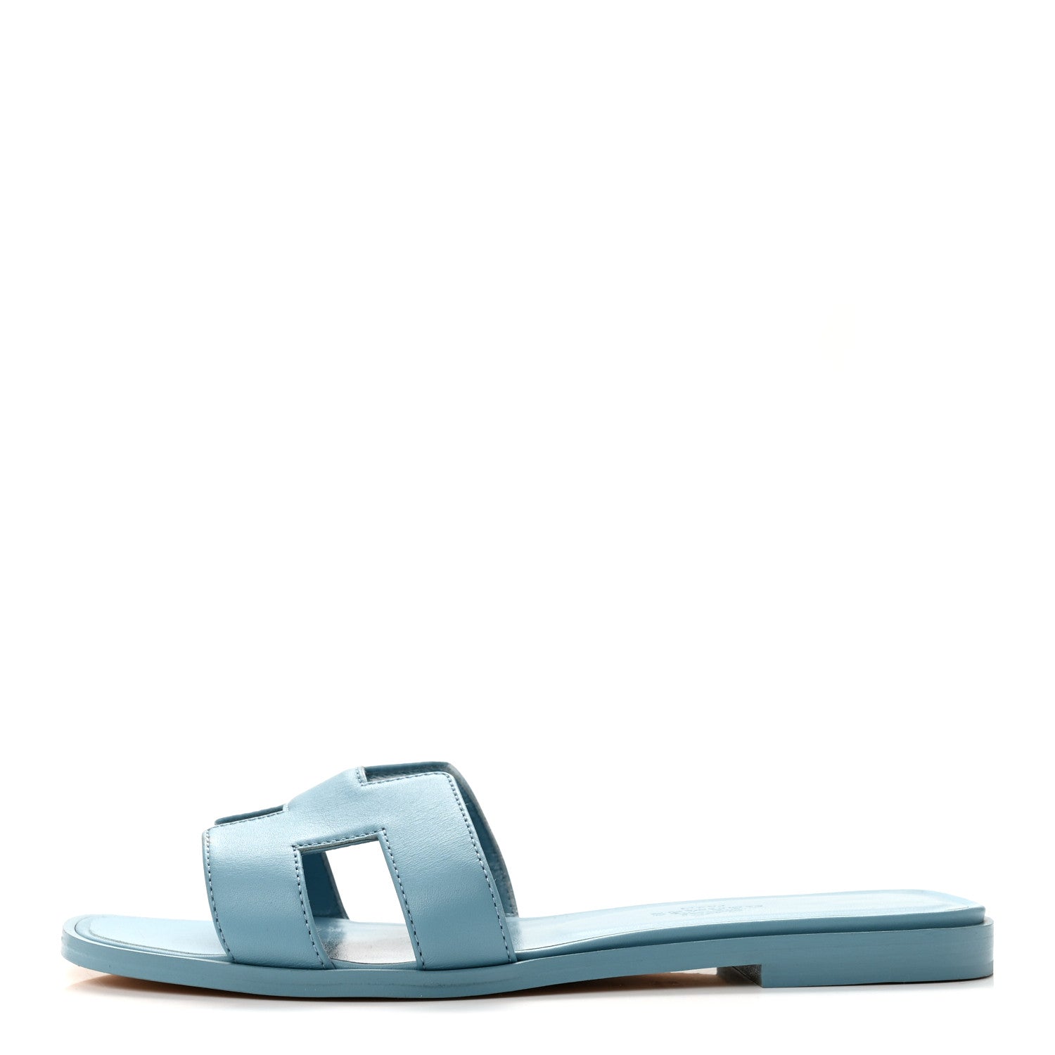 Hermes Box Calfskin Oran Sandals 37 36 Light Bleu 1 of 10