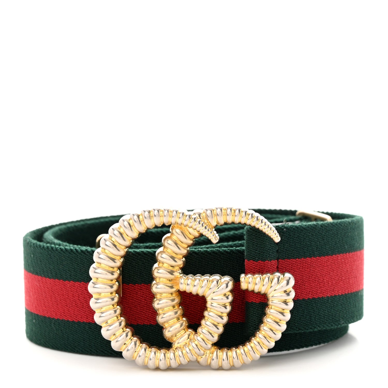 Gucci Canvas Torchon Double G Web Belt 85/34 Verde 1 of 4
