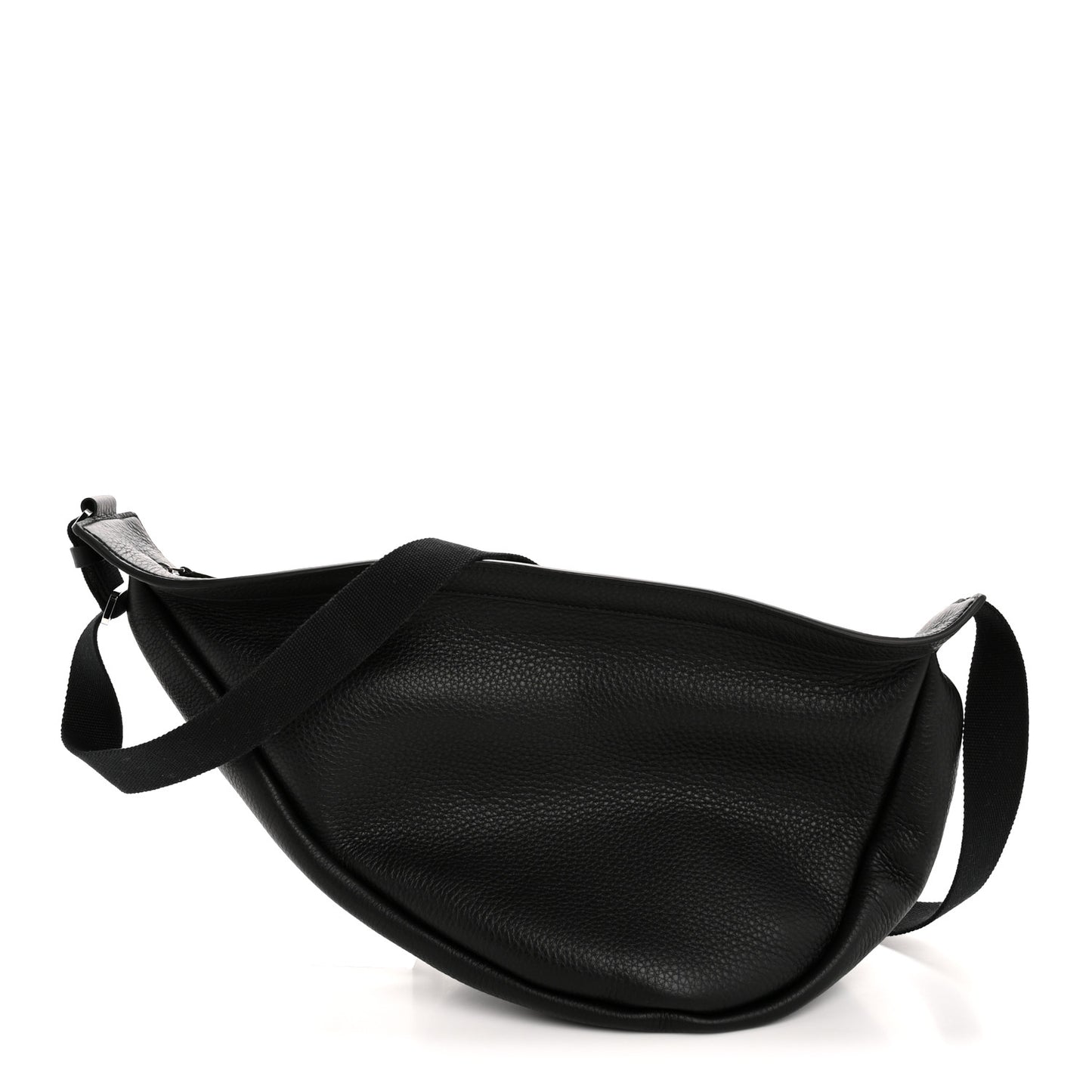 Grained Calfskin Large Slouchy Banana Bag Black