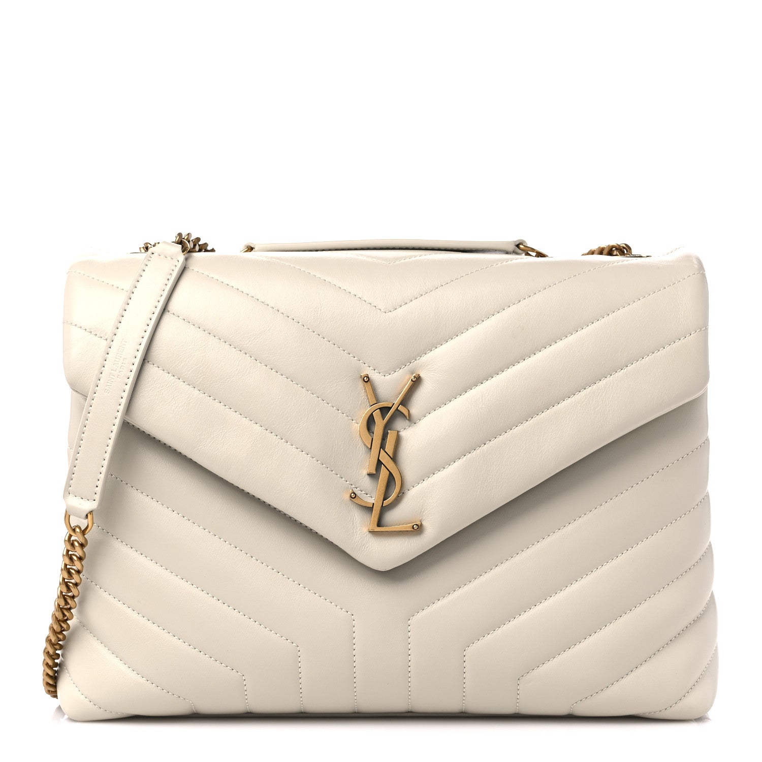 Saint Laurent Calfskin Y Quilted Monogram Medium Loulou Chain Satchel Crema Soft 1 of 10