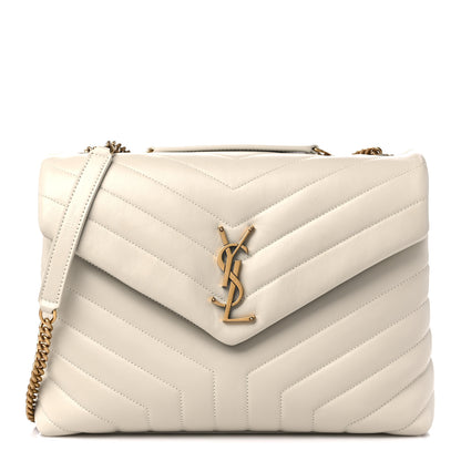 Saint Laurent Calfskin Y Quilted Monogram Medium Loulou Chain Satchel Crema Soft 1 of 10