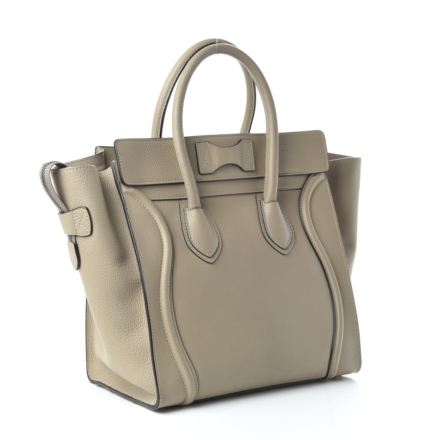 Celine Drummed Calfskin Mini Luggage Dune 3 of 10