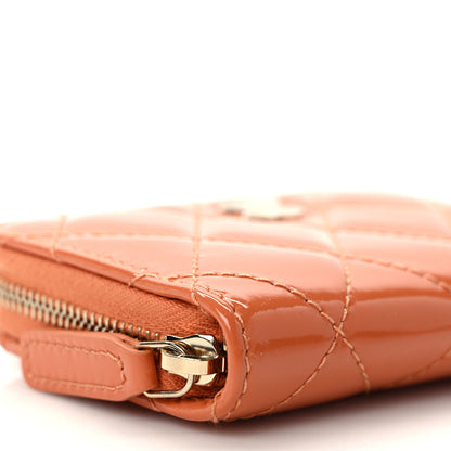 Chanel Patent Calfskin Quilted Zip Coin Purse Orange 8 of 9