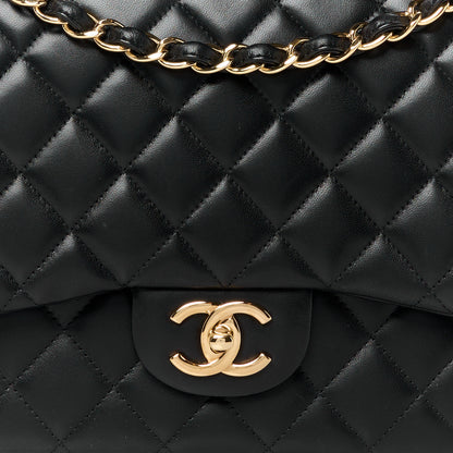 Chanel Lambskin Quilted Jumbo Double Flap Black 9 of 11