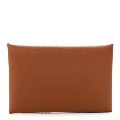 Hermes Swift Horseshoe Calvi Card Case Gold Bleu Navy 1 of 8