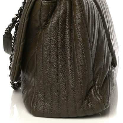 Chanel Calfskin Chevron Quilted XXL Travel Flap Bag Khaki 13 of 14