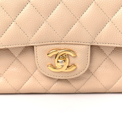 Chanel Caviar Quilted Medium Double Flap Beige 22 of 22