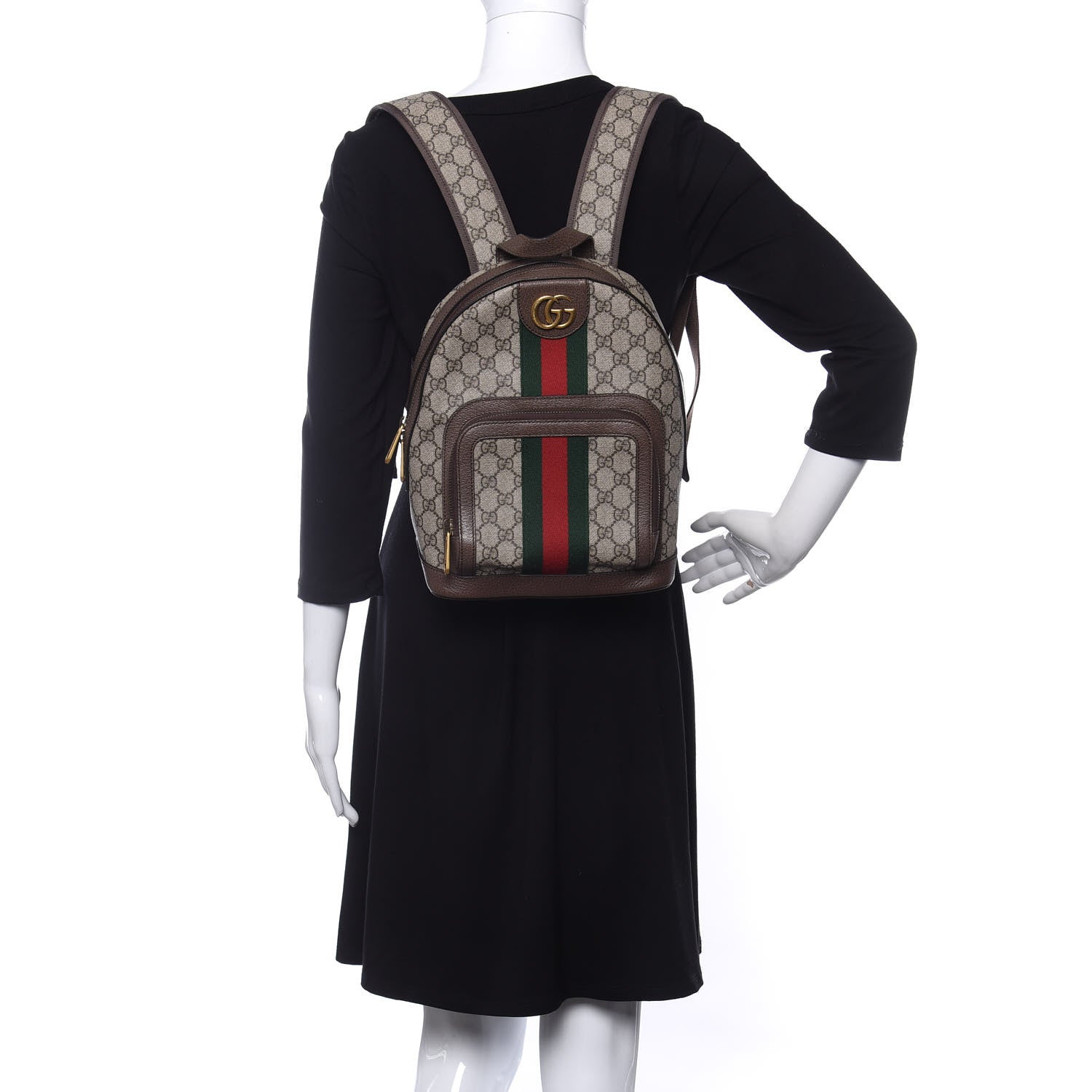 Gucci GG Supreme Monogram Calfskin Web Small Ophidia Day Backpack Beige Ebony New Acero 2 of 10