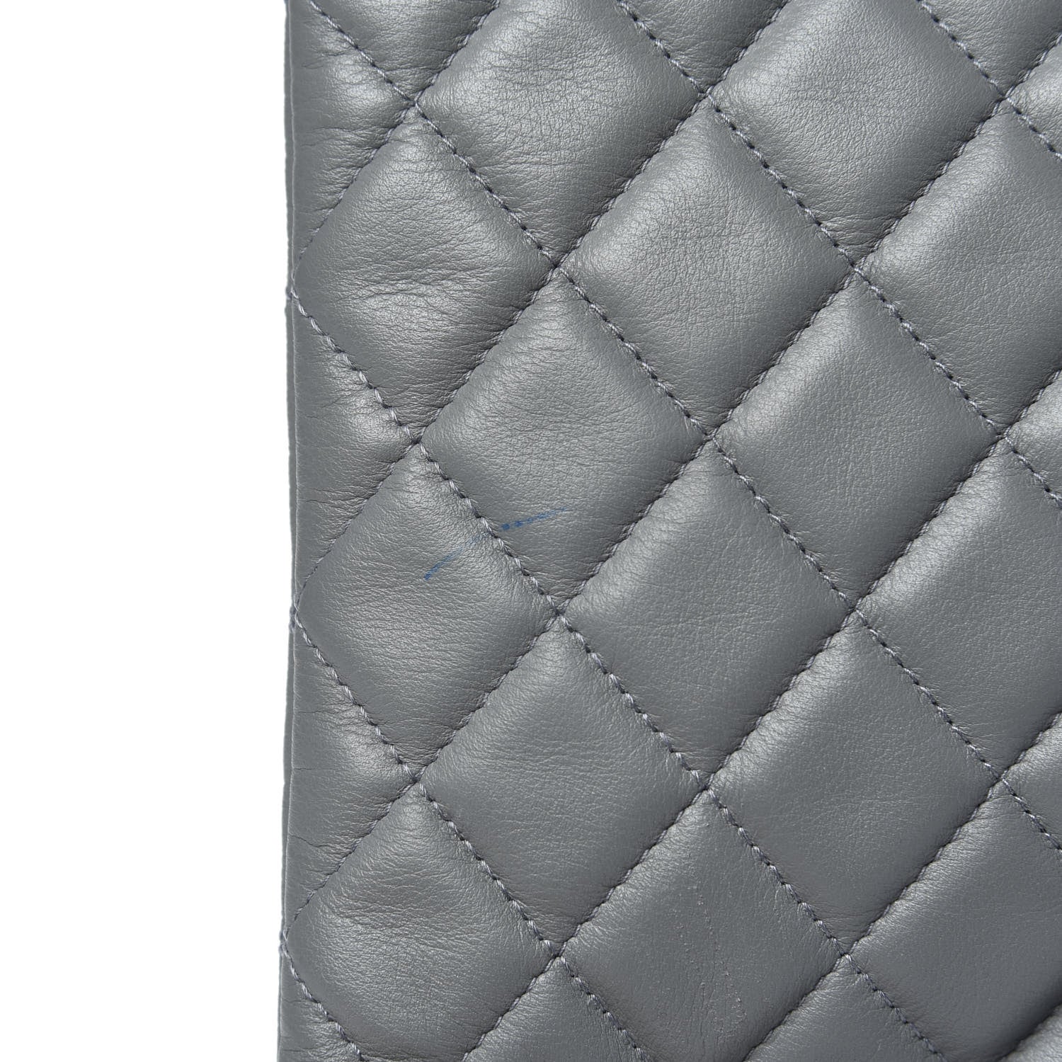 Chanel Lambskin Quilted Large Boy Cosmetic Case Grey 8 of 10
