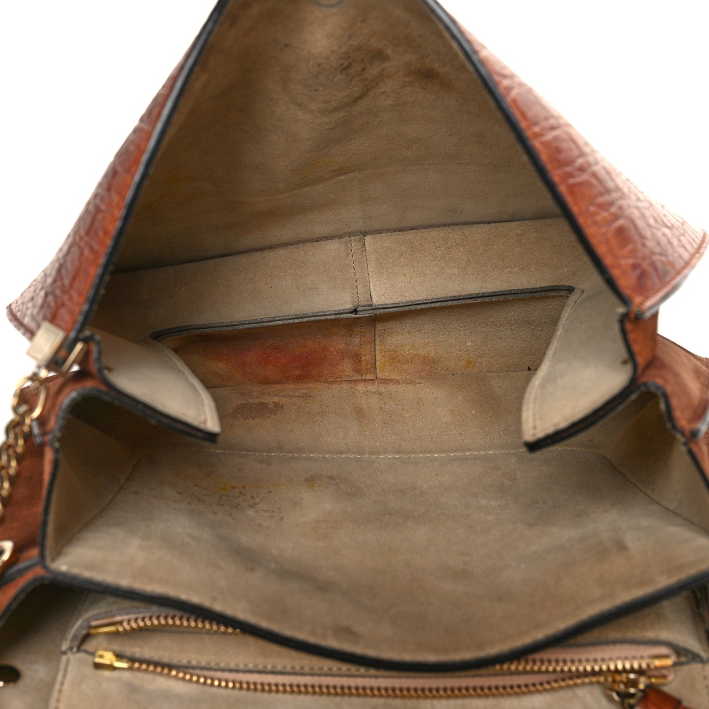 Calfskin Crocodile Embossed Medium Faye Shoulder Bag Mahogany