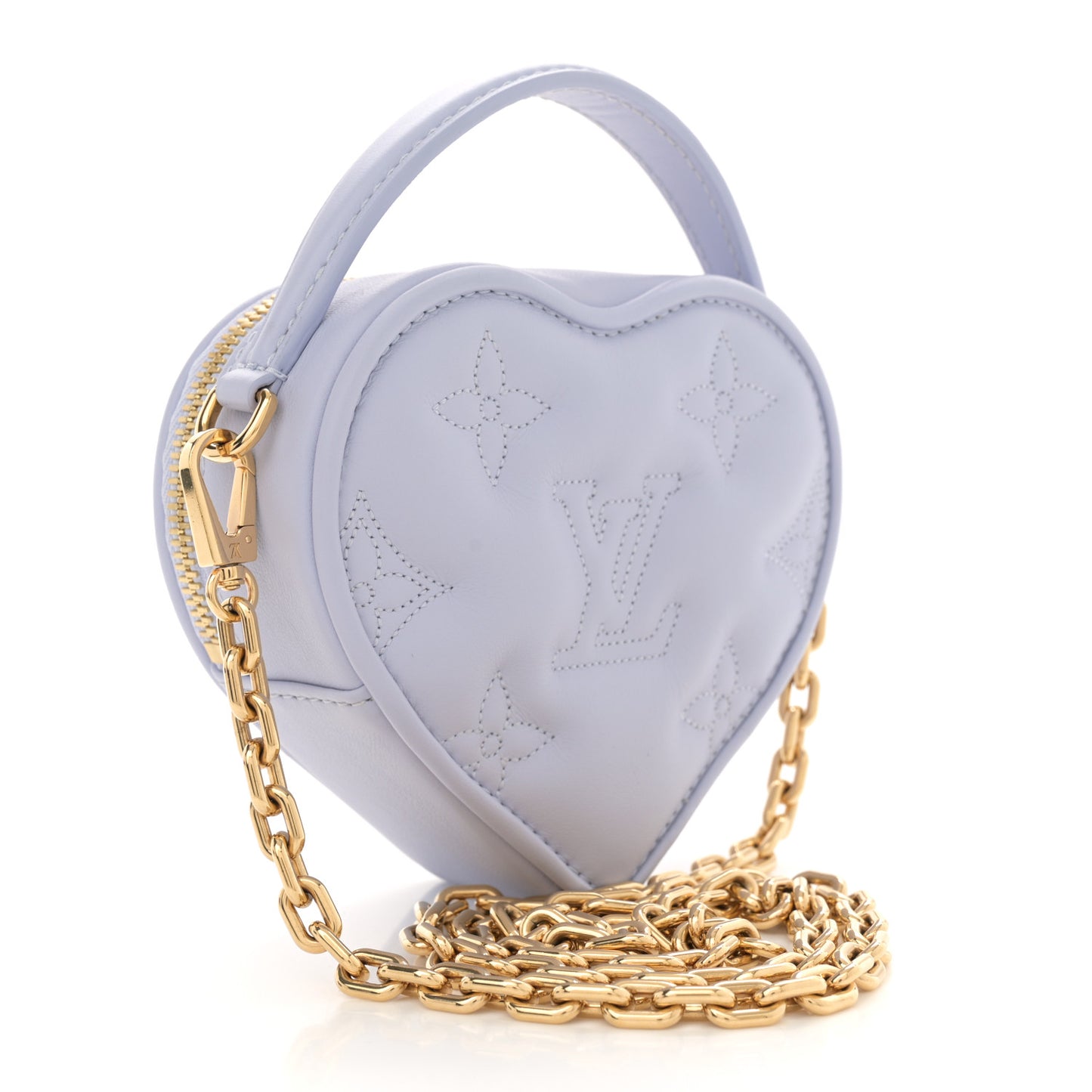Calfskin Embroidered Monogram Pop My Heart Bag Pouch Lilac