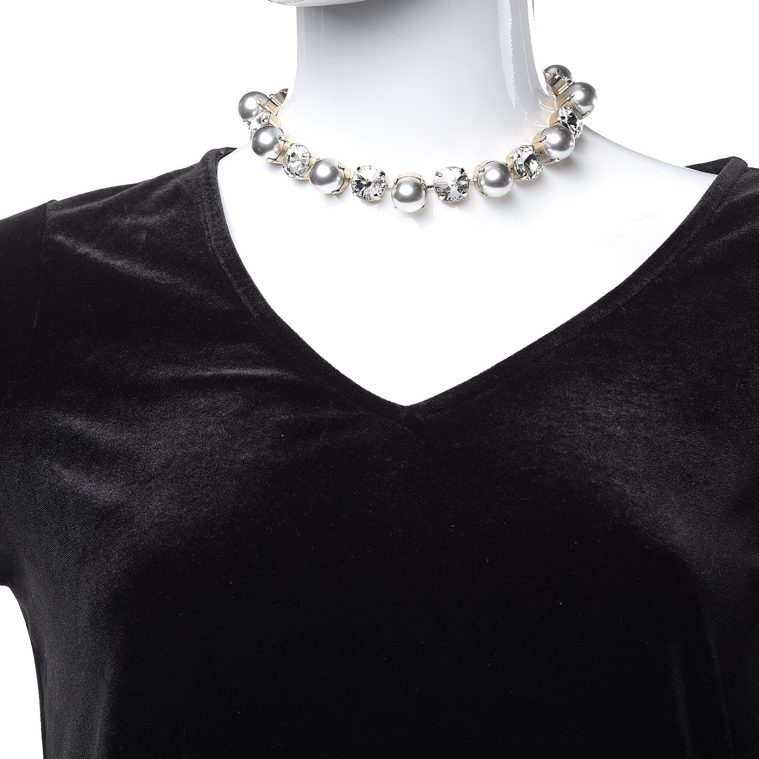 Gucci Crystal Pearl GG Necklace Silver Gold 2 of 5