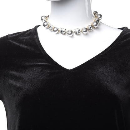 Gucci Crystal Pearl GG Necklace Silver Gold 2 of 5