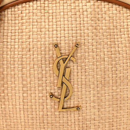 Saint Laurent Raffia Calfskin Round Camera Bag Golden Ecru Brick 7 of 9