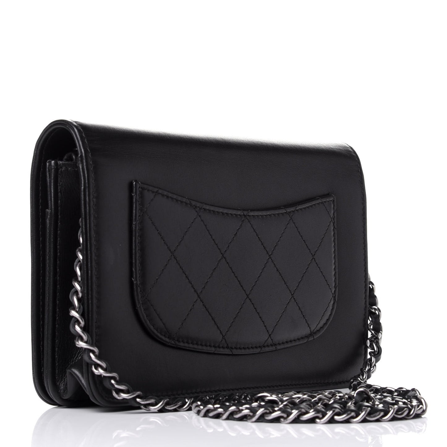 Calfskin Chain 20s Signe Wallet on Chain WOC Black