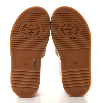 Gucci Monogram Jumbo GG Platform Slide Wedge Sandals 40.5 Beige Lapis 5 of 8