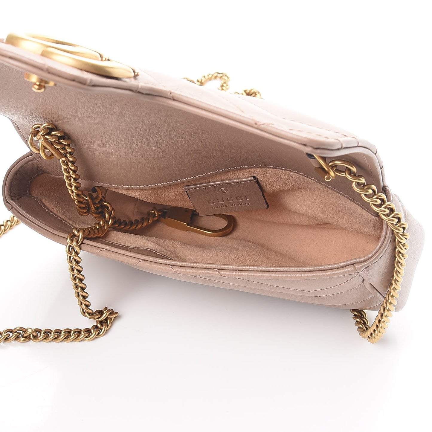 Calfskin Matelasse Super Mini GG Marmont Shoulder Bag Porcelain Rose