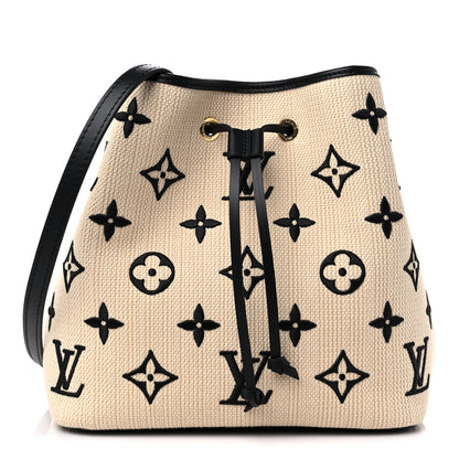 Louis Vuitton Cotton Monogram Embroidered Neonoe MM Beige Black 1 of 10