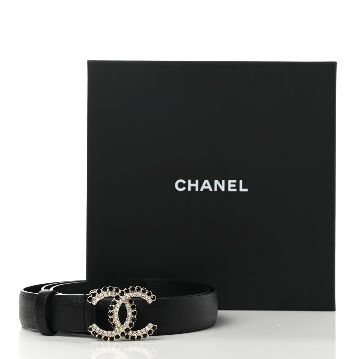 Calfskin Crystal CC Belt 85 34 Black