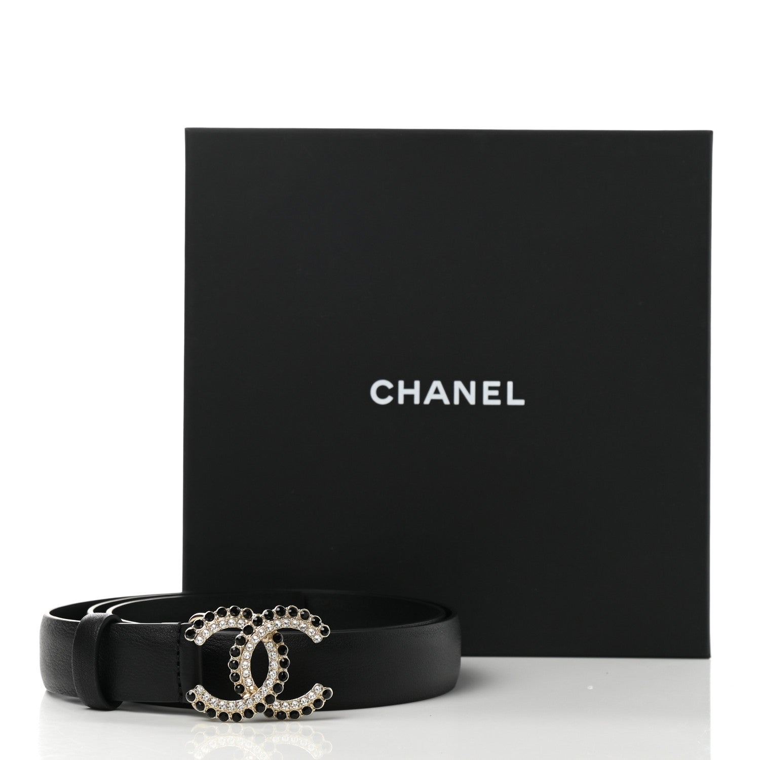 Chanel Calfskin Crystal CC Belt 85 34 Black 6 of 6
