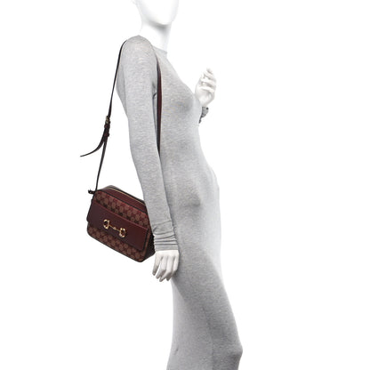 Gucci Monogram Textured Dollar Calfskin Small Horsebit 1955 Shoulder Bag Sahara Rubino Chardonnay 2 of 11