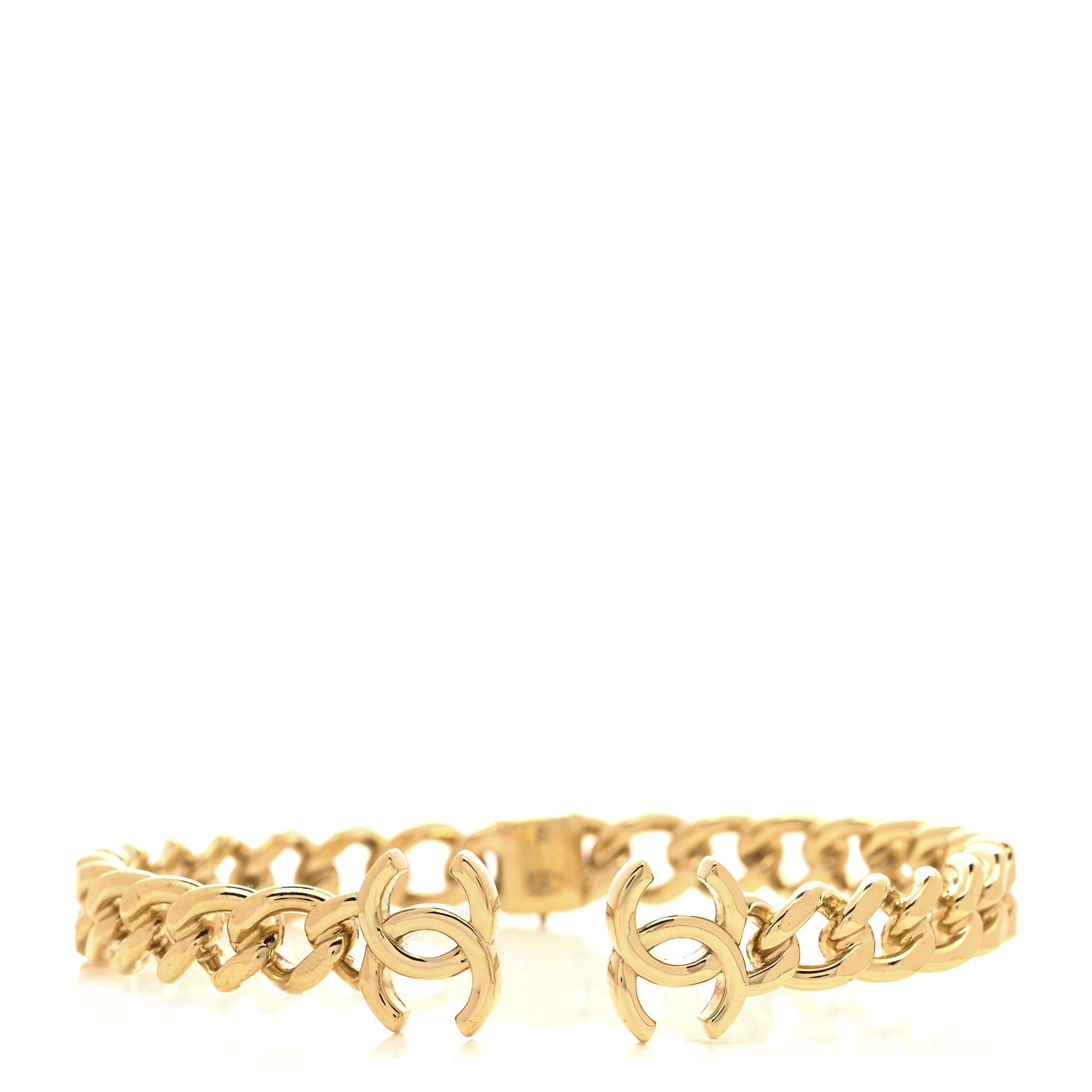 Chanel Metal CC Chain Link Choker Necklace S Gold 1 of 5